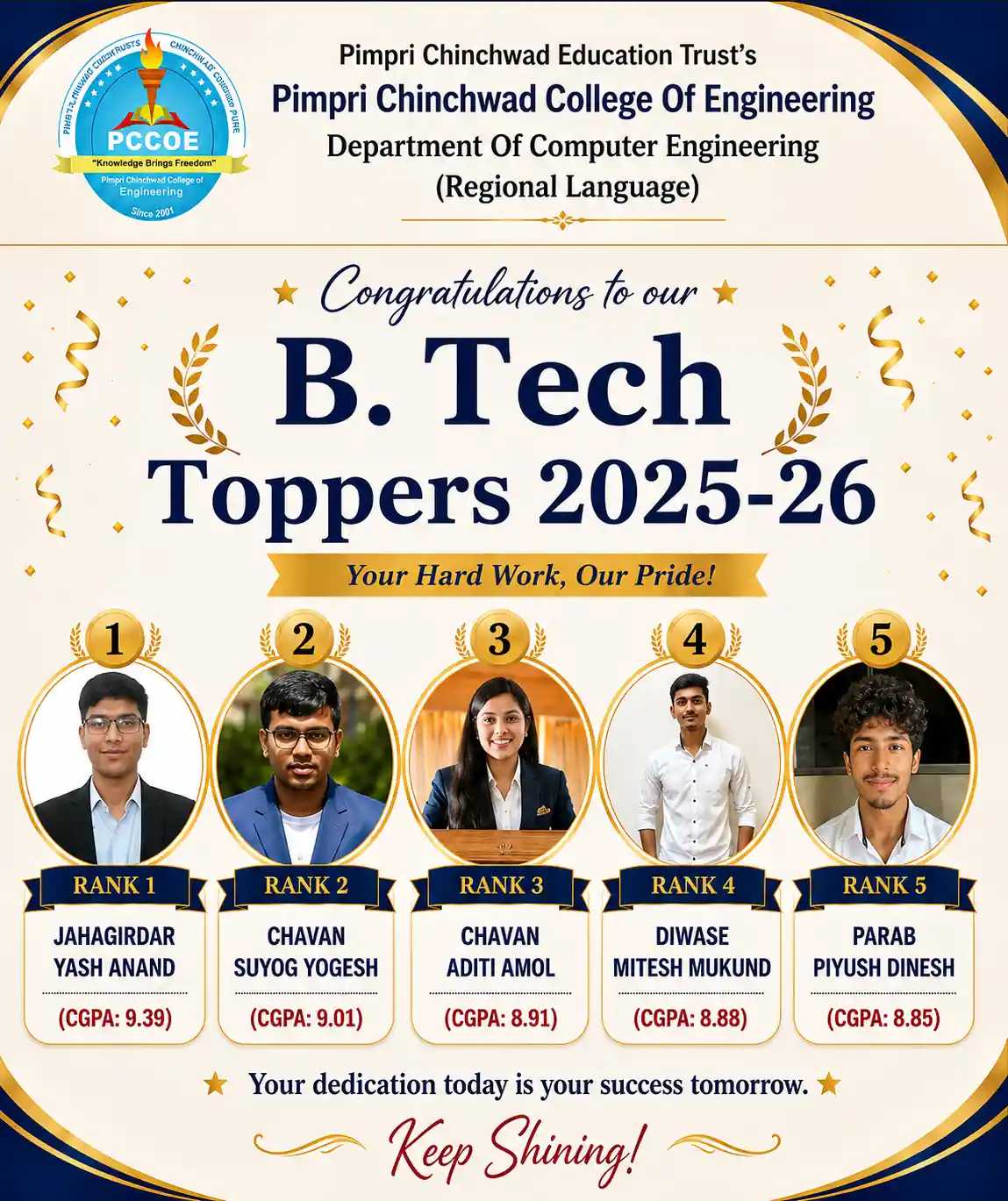 B.Tech Toppers 2025-26